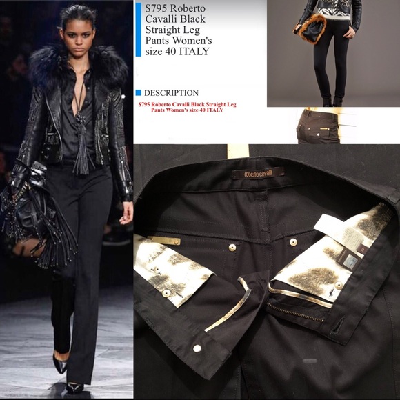 Roberto Cavalli Black Straight Leg Pants - Picture 7 of 8